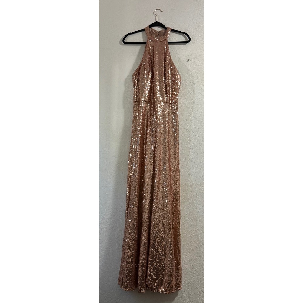 Revelry Tori sequin dress in Matte Champagne rose gold dress  16
#bridesmaid